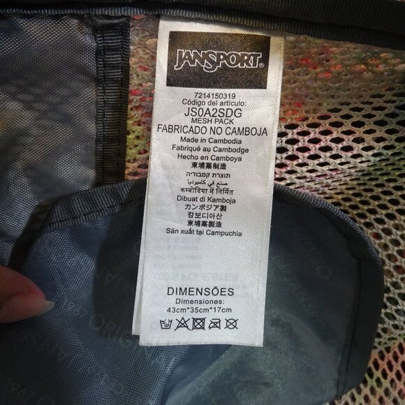 Jansport Mesh Backpack Floral Print Lightweight Gray Red See-Thru Zipper Close - Picture 7 of 16
